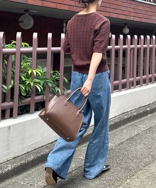 fredy emue（フレディエミュ）の「FR刺繍ケーブル柄半袖カーディガン（カーディガン/ボレロ・レディース・ネイビー/イエロー/ブルー/オフホワイト/ベージュ/ブラウン/レッド・38）」の20枚目の写真