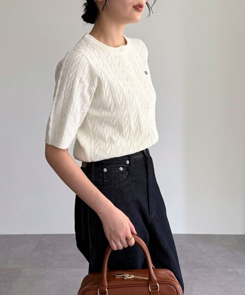 信頼への信頼 FR刺繍ケーブル柄半袖カーディガン（カーディガン/ボレロ トップス