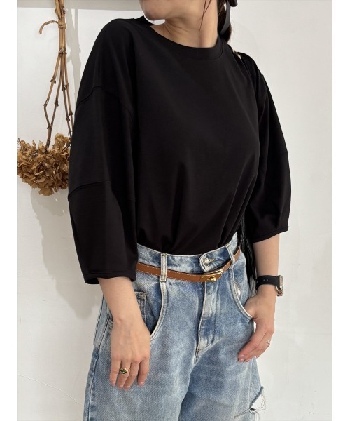 Day and Grade（デイアンドグレイド）の「【RE ARRIVAL】パフスリーブ5分袖Tシャツ（Tシャツ/カットソー・レディース・ホワイト/ブラック・FREE）」の2枚目の写真