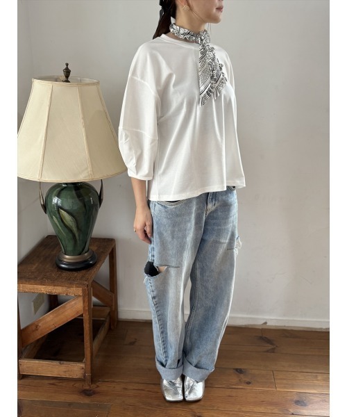 Day and Grade（デイアンドグレイド）の「【RE ARRIVAL】パフスリーブ5分袖Tシャツ（Tシャツ/カットソー・レディース・ホワイト/ブラック・FREE）」の12枚目の写真