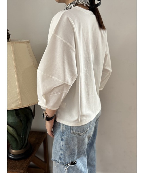 Day and Grade（デイアンドグレイド）の「【RE ARRIVAL】パフスリーブ5分袖Tシャツ（Tシャツ/カットソー・レディース・ホワイト/ブラック・FREE）」の5枚目の写真