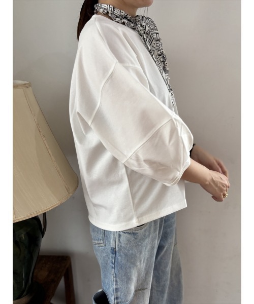 Day and Grade（デイアンドグレイド）の「【RE ARRIVAL】パフスリーブ5分袖Tシャツ（Tシャツ/カットソー・レディース・ホワイト/ブラック・FREE）」の6枚目の写真