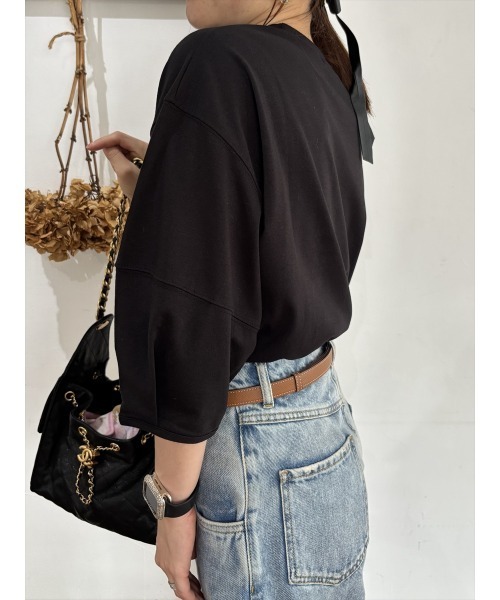 Day and Grade（デイアンドグレイド）の「【RE ARRIVAL】パフスリーブ5分袖Tシャツ（Tシャツ/カットソー・レディース・ホワイト/ブラック・FREE）」の9枚目の写真