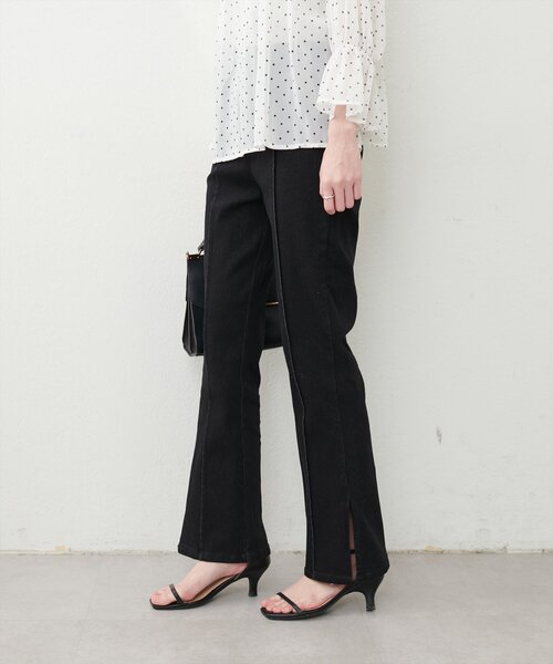 natural couture(ナチュラルクチュール)の「【WEB限定】スーパーストレッチスリット付きパンツ(その他パンツ・レディース・ブラック/サックスブルー/インディゴブルー・FREE)」の5枚目の写真