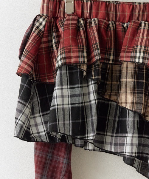 韓国おしゃれ【haag】a flow layered skirt レイヤードスカート Stripe layered pleated skirt/ストライプレイヤードスカート