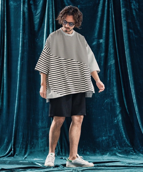 ANGENEHM（アンゲネーム）の「mt9525-Ripple fabric switching design oversized T-shirt Tシャツ（Tシャツ/カットソー・メンズ・その他/その他1・S/M/L）」の7枚目の写真