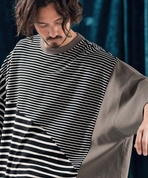 ANGENEHM（アンゲネーム）の「mt9525-Ripple fabric switching design oversized T-shirt Tシャツ（Tシャツ/カットソー・メンズ・その他/その他1・S/M/L）」の11枚目の写真
