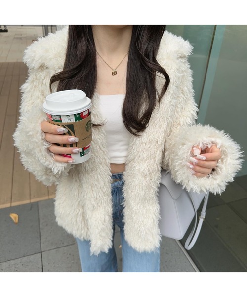 Ogue.（オグ）の「[ Ogue. ] fluffy fur like coat （フラッフィーファーライクコート）（その他アウター・レディース・アイボリー/ブラック・FREE）」の15枚目の写真