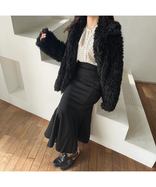 Ogue.（オグ）の「[ Ogue. ] fluffy fur like coat （フラッフィーファーライクコート）（その他アウター・レディース・アイボリー/ブラック・FREE）」の3枚目の写真