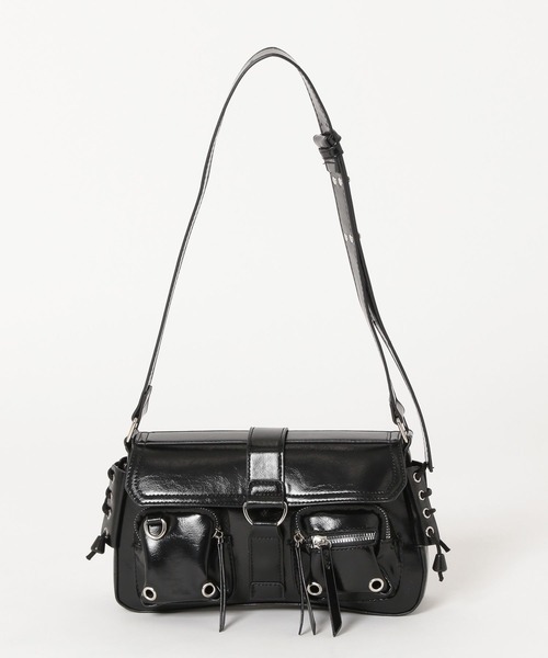mysty woman（ミスティウーマン）の「アウトポケットレースアップバッグ 453137（ショルダーバッグ・レディース・ブラック/ブラウン・FREE）」の12枚目の写真