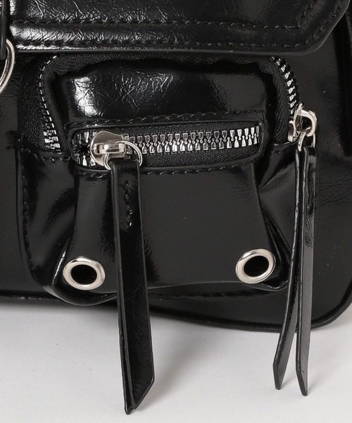 mysty woman（ミスティウーマン）の「アウトポケットレースアップバッグ 453137（ショルダーバッグ・レディース・ブラック/ブラウン・FREE）」の5枚目の写真