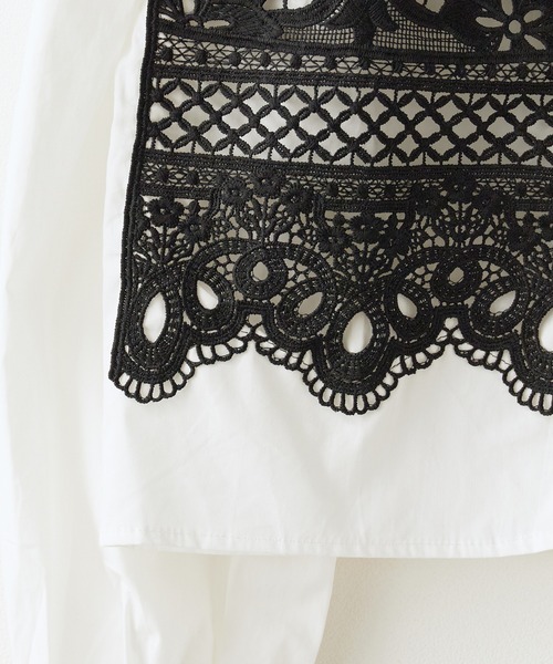 ROOPTOKYO（ループトウキョウ）の「Front Lace Collarless Shirt / フロントレース ノーカラーシャツ 夏物 夏服（シャツ/ブラウス・レディース・ベージュ/ホワイト/ブラック・FREE）」の7枚目の写真
