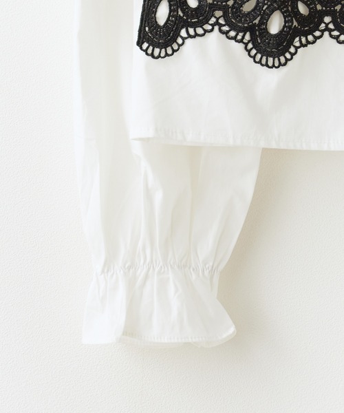 ROOPTOKYO（ループトウキョウ）の「Front Lace Collarless Shirt / フロントレース ノーカラーシャツ 夏物 夏服（シャツ/ブラウス・レディース・ベージュ/ホワイト/ブラック・FREE）」の8枚目の写真