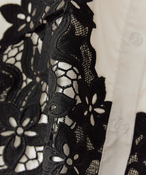 ROOPTOKYO（ループトウキョウ）の「Front Lace Collarless Shirt / フロントレース ノーカラーシャツ 夏物 夏服（シャツ/ブラウス・レディース・ベージュ/ホワイト/ブラック・FREE）」の9枚目の写真