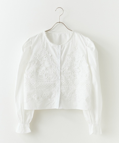 ROOPTOKYO（ループトウキョウ）の「Front Lace Collarless Shirt / フロントレース ノーカラーシャツ 夏物 夏服（シャツ/ブラウス・レディース・ベージュ/ホワイト/ブラック・FREE）」の12枚目の写真