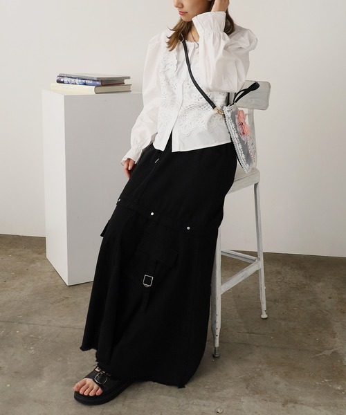 ROOPTOKYO（ループトウキョウ）の「Front Lace Collarless Shirt / フロントレース ノーカラーシャツ 夏物 夏服（シャツ/ブラウス・レディース・ベージュ/ホワイト/ブラック・FREE）」の16枚目の写真