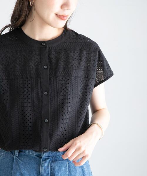 URBAN RESEARCH Sonny Label（アーバンリサーチサニーレーベル）の「『WEB限定』バンドカラーコットンレースシャツ（シャツ/ブラウス・レディース・ブルー系その他/ミント/ピンク/ブラック/アイボリー・FREE）」の6枚目の写真