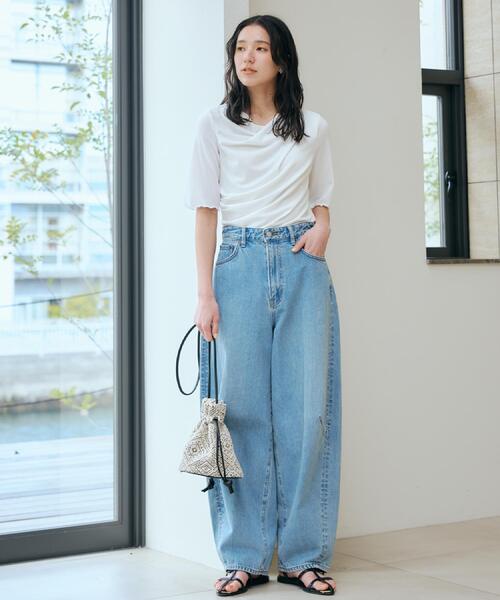 THE SHOP TK （ザ ショップ ティーケー ）の「ドレープカットソー【洗濯機OK/シワになりにくい】（シャツ/ブラウス・レディース・ライトグリーン/オフホワイト/パープル/ブラック・12/13）」の5枚目の写真