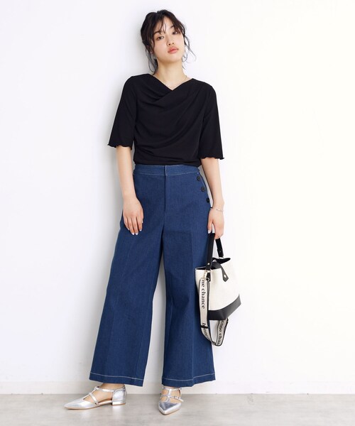 THE SHOP TK （ザ ショップ ティーケー ）の「ドレープカットソー【洗濯機OK/シワになりにくい】（シャツ/ブラウス・レディース・ライトグリーン/オフホワイト/パープル/ブラック・12/13）」の13枚目の写真
