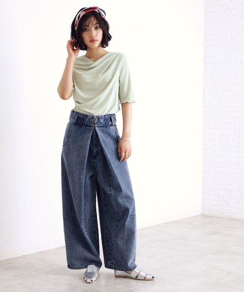 THE SHOP TK （ザ ショップ ティーケー ）の「ドレープカットソー【洗濯機OK/シワになりにくい】（シャツ/ブラウス・レディース・ライトグリーン/オフホワイト/パープル/ブラック・12/13）」の20枚目の写真