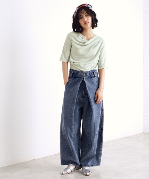 THE SHOP TK （ザ ショップ ティーケー ）の「ドレープカットソー【洗濯機OK/シワになりにくい】（シャツ/ブラウス・レディース・ライトグリーン/オフホワイト/パープル/ブラック・12/13）」の21枚目の写真