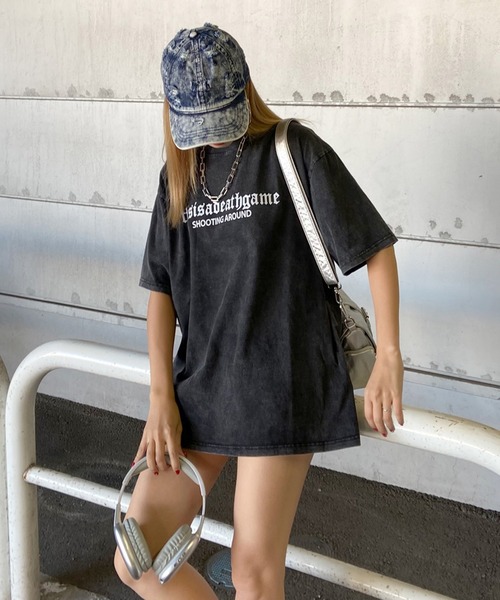 non-hedge(ノンヘッジ)の「ブリーチ加工ロゴTシャツ(Tシャツ/カットソー・レディース・ブラック×ホワイト/ブラック×ブラック/グレー/ブラック/ブラック×レッド・FREE)」の17枚目の写真