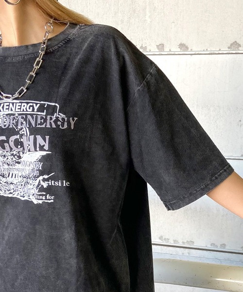 non-hedge(ノンヘッジ)の「ブリーチ加工ロゴTシャツ(Tシャツ/カットソー・レディース・ブラック×ホワイト/ブラック×ブラック/グレー/ブラック/ブラック×レッド・FREE)」の12枚目の写真