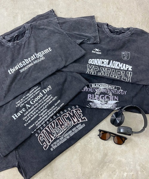 non-hedge(ノンヘッジ)の「ブリーチ加工ロゴTシャツ(Tシャツ/カットソー・レディース・ブラック×ホワイト/ブラック×ブラック/グレー/ブラック/ブラック×レッド・FREE)」の7枚目の写真