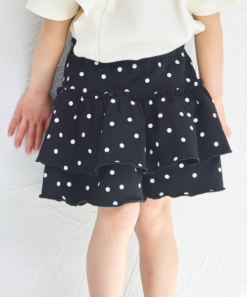 pairmanon（ペアマノン）の「ストレッチ素材 フリル スカッツ（スカート・キッズ・ブラック/アイボリー/ピンク/ベージュ/ドット・140/110/100/150/120/90/130）」の5枚目の写真