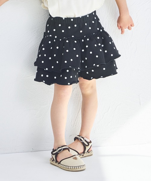 pairmanon（ペアマノン）の「ストレッチ素材 フリル スカッツ（スカート・キッズ・ブラック/アイボリー/ピンク/ベージュ/ドット・140/110/100/150/120/90/130）」の12枚目の写真