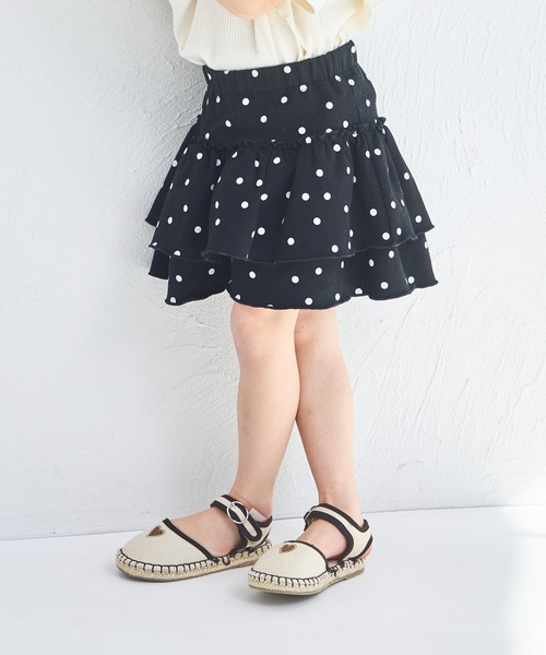 pairmanon（ペアマノン）の「ストレッチ素材 フリル スカッツ（スカート・キッズ・ブラック/アイボリー/ピンク/ベージュ/ドット・140/110/100/150/120/90/130）」の14枚目の写真