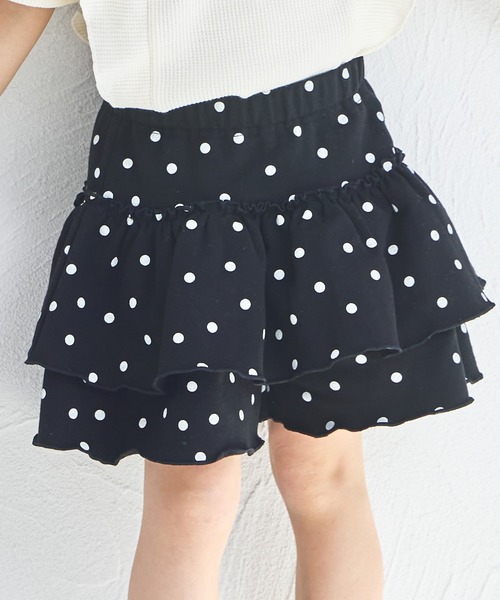 pairmanon（ペアマノン）の「ストレッチ素材 フリル スカッツ（スカート・キッズ・ブラック/アイボリー/ピンク/ベージュ/ドット・140/110/100/150/120/90/130）」の15枚目の写真