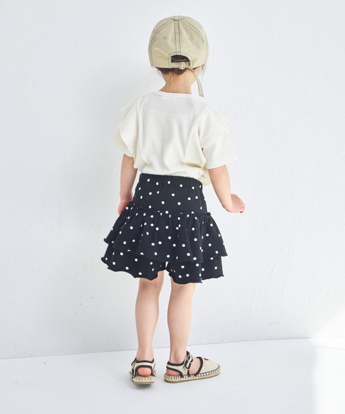 pairmanon（ペアマノン）の「ストレッチ素材 フリル スカッツ（スカート・キッズ・ブラック/アイボリー/ピンク/ベージュ/ドット・140/110/100/150/120/90/130）」の6枚目の写真