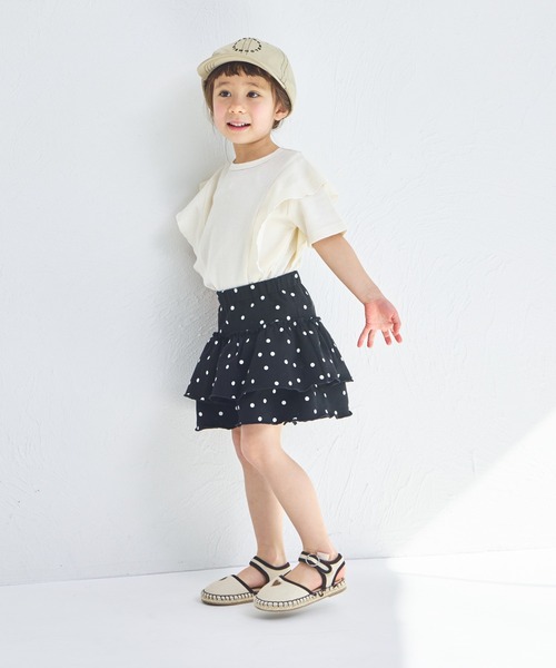 pairmanon（ペアマノン）の「ストレッチ素材 フリル スカッツ（スカート・キッズ・ブラック/アイボリー/ピンク/ベージュ/ドット・140/110/100/150/120/90/130）」の7枚目の写真