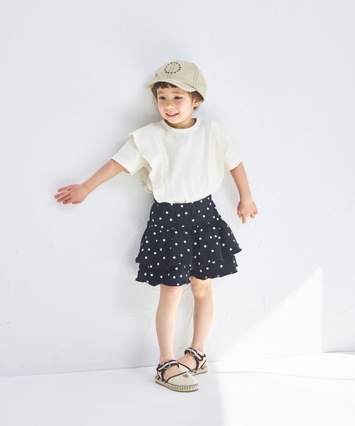 pairmanon（ペアマノン）の「ストレッチ素材 フリル スカッツ（スカート・キッズ・ブラック/アイボリー/ピンク/ベージュ/ドット・140/110/100/150/120/90/130）」の8枚目の写真