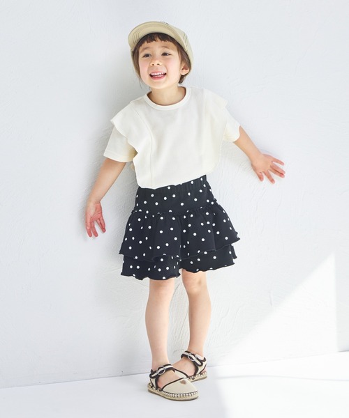 pairmanon（ペアマノン）の「ストレッチ素材 フリル スカッツ（スカート・キッズ・ブラック/アイボリー/ピンク/ベージュ/ドット・140/110/100/150/120/90/130）」の9枚目の写真