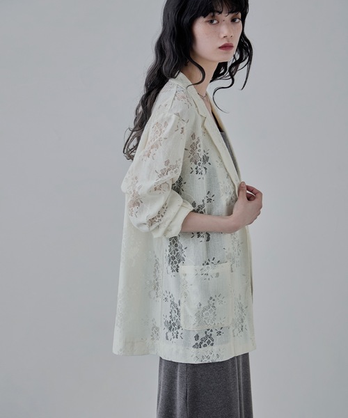 etoll.（エトル）の「フラワーレーステーラードジャケット（テーラードジャケット・レディース・アイボリー/ブラック・M）」の12枚目の写真