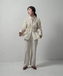 lawgy（ラウジー）の「stripe front shirring shirt