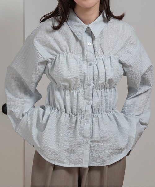 シャーリングストライプシャツ Shirring Stripe Shirt