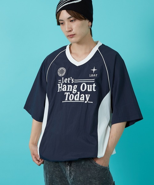 improves（インプローブス）の「ナイロン Vネック 半袖切替プルオーバー（Tシャツ/カットソー・メンズ・ホワイト/ネイビー/ブラック・MEDIUM/LARGE）」の3枚目の写真