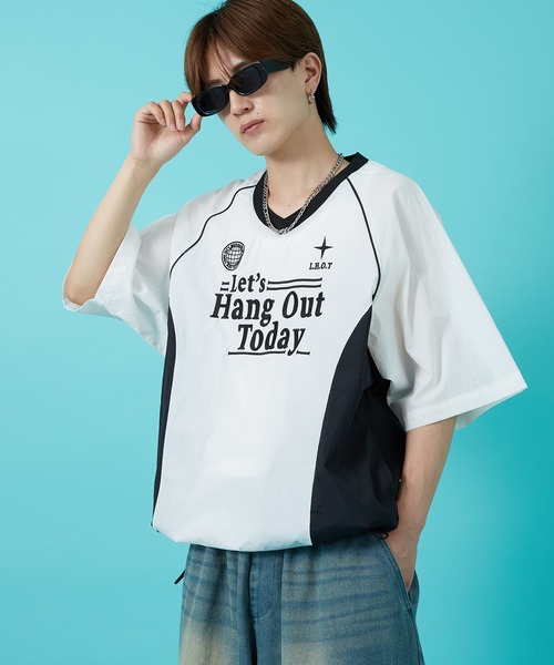 improves（インプローブス）の「ナイロン Vネック 半袖切替プルオーバー（Tシャツ/カットソー・メンズ・ホワイト/ネイビー/ブラック・MEDIUM/LARGE）」の6枚目の写真