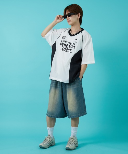 improves（インプローブス）の「ナイロン Vネック 半袖切替プルオーバー（Tシャツ/カットソー・メンズ・ホワイト/ネイビー/ブラック・MEDIUM/LARGE）」の8枚目の写真