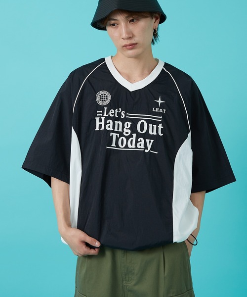 improves（インプローブス）の「ナイロン Vネック 半袖切替プルオーバー（Tシャツ/カットソー・メンズ・ホワイト/ネイビー/ブラック・MEDIUM/LARGE）」の9枚目の写真