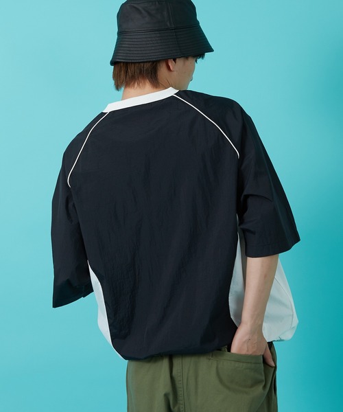 improves（インプローブス）の「ナイロン Vネック 半袖切替プルオーバー（Tシャツ/カットソー・メンズ・ホワイト/ネイビー/ブラック・MEDIUM/LARGE）」の12枚目の写真