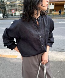 fredy emue | LINEN100バンドカラーシャツ(シャツ/ブラウス)