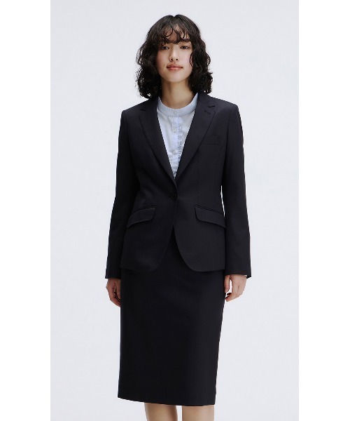 AOYAMA(アオヤマ)の「【美シルエット】美しい発色やつや感が◎タイトスカート/ネイビー/紺/無地|オフィス&通勤&入卒&オケージョン|セットアップ着用可(スカート・レディース・ネイビー・5号/7号/9号/11号/13号/15号/17号)」の4枚目の写真
