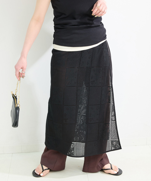 B.C STOCK(ベーセーストック)の「手洗い可 / レース巻きスカート(スカート・レディース・ホワイト/ブラック・FREE)」の2枚目の写真