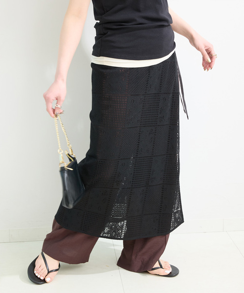 B.C STOCK(ベーセーストック)の「手洗い可 / レース巻きスカート(スカート・レディース・ホワイト/ブラック・FREE)」の13枚目の写真