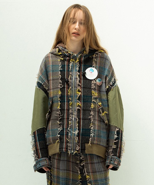 STOF(ストフ)の「FRINGE WOOL MIX HOODED BLOUSON(ブルゾン・メンズ・ブラック/ベージュ・S/M)」の3枚目の写真