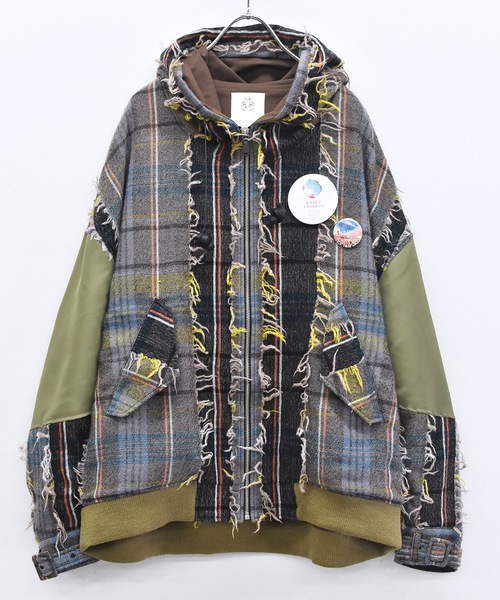 STOF(ストフ)の「FRINGE WOOL MIX HOODED BLOUSON(ブルゾン・メンズ・ブラック/ベージュ・S/M)」の10枚目の写真